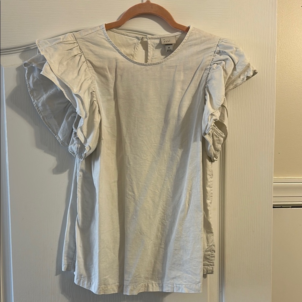 Women's Cream Ruffle Sleeve Top